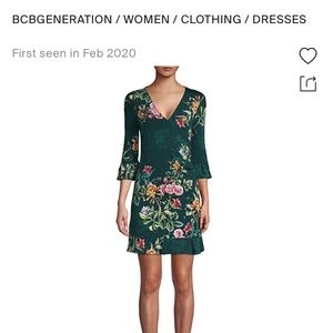 Green Floral Surplice BCBGeneration dress
